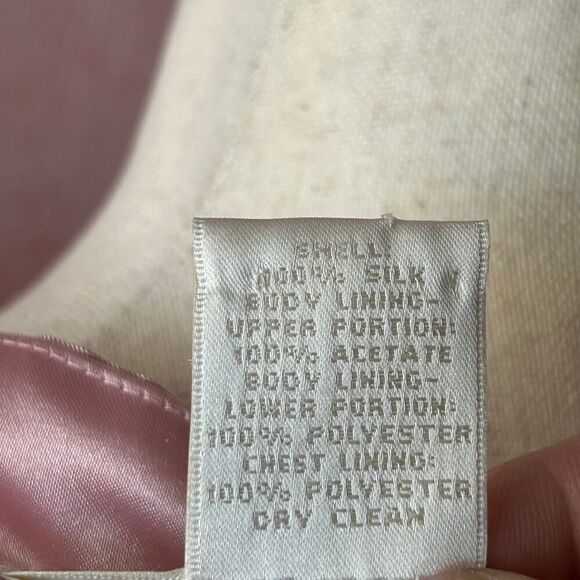 Vintage Ann Taylor Pink Silk Strapless Midi Dress Size 6 - Picture 10 of 10
